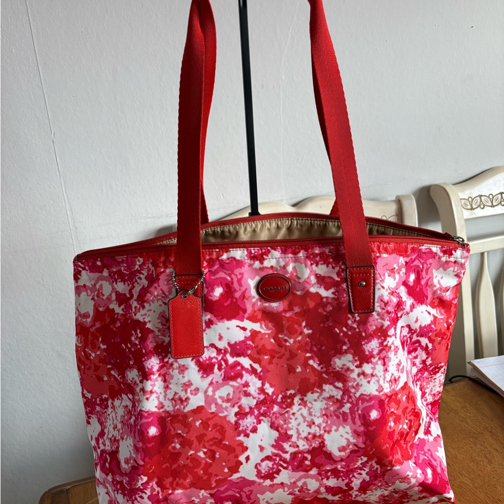 Coach Red and Pink Tote Bag